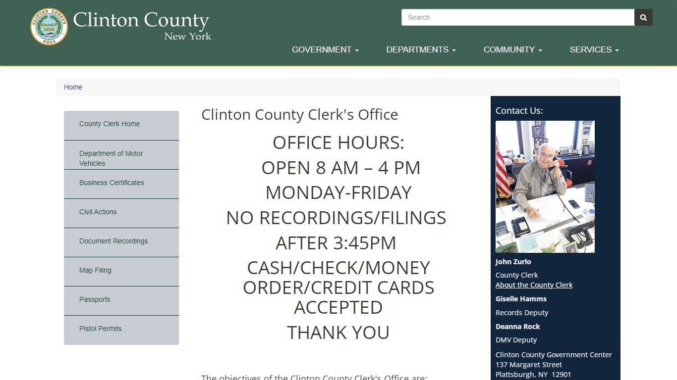Clinton County Clerk's Office | Clinton County New York